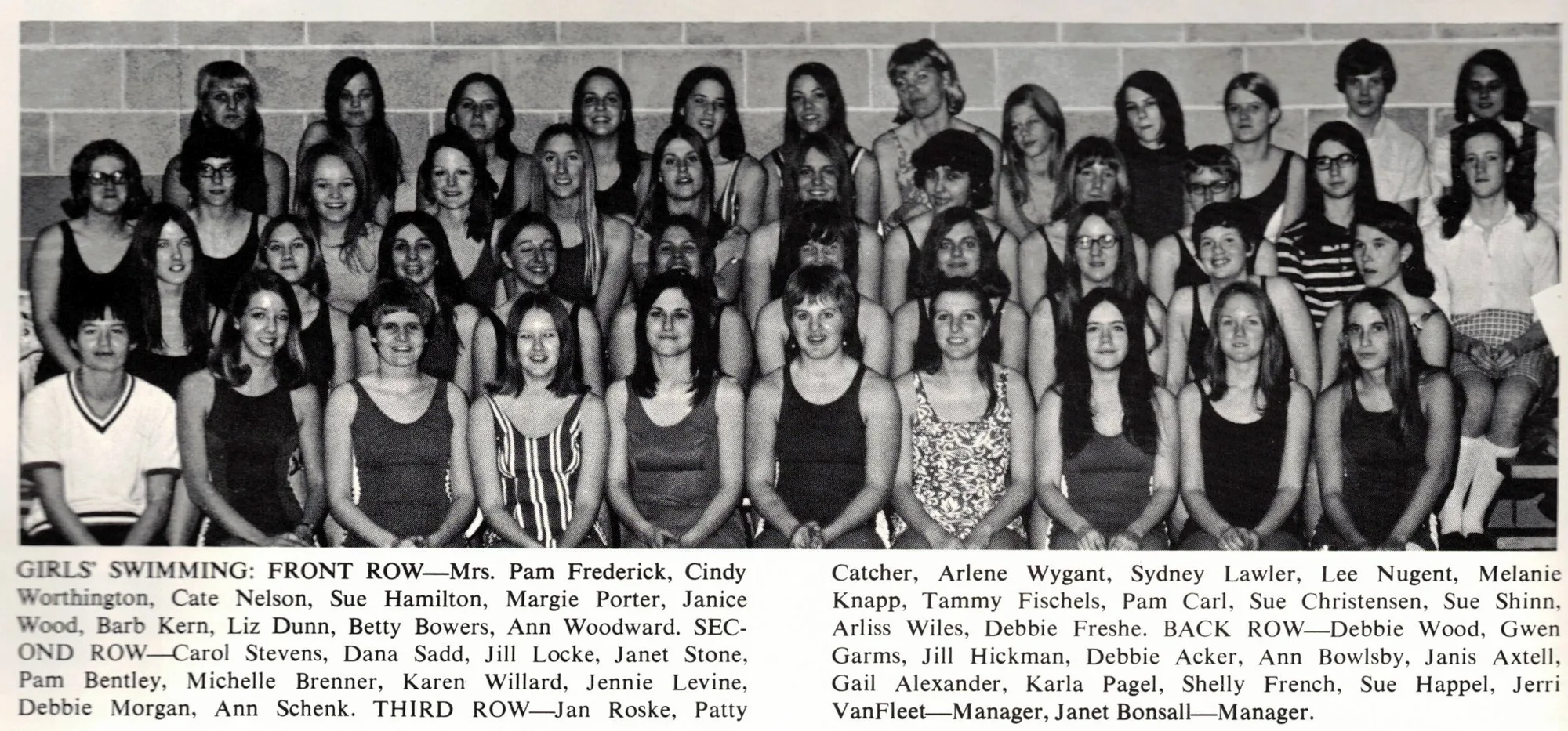 Girls Varsity Swimming team photograph