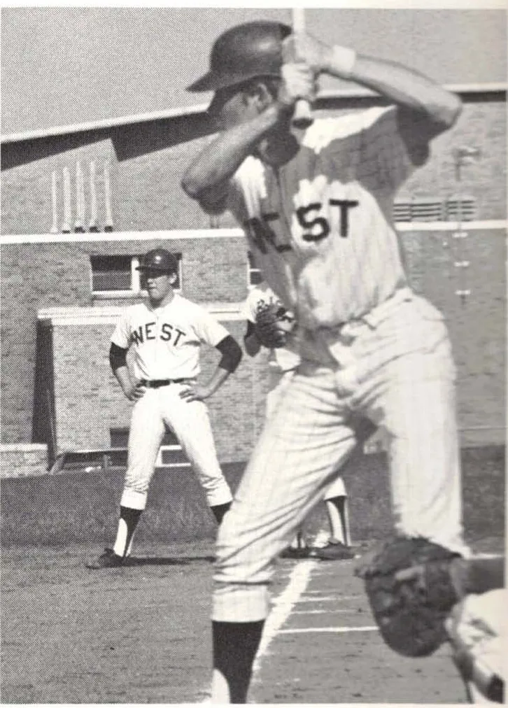 Alan Mennenga — Baseball photograph; printed caption: Al Menninga; YB1972 page 85