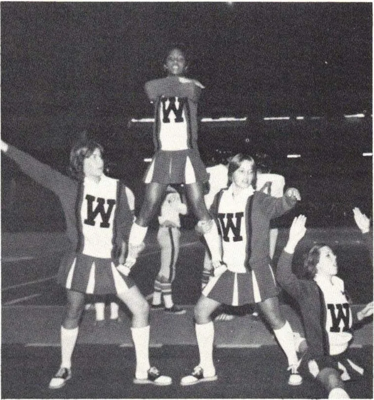 1977 Girls Varsity Cheerleading action 01